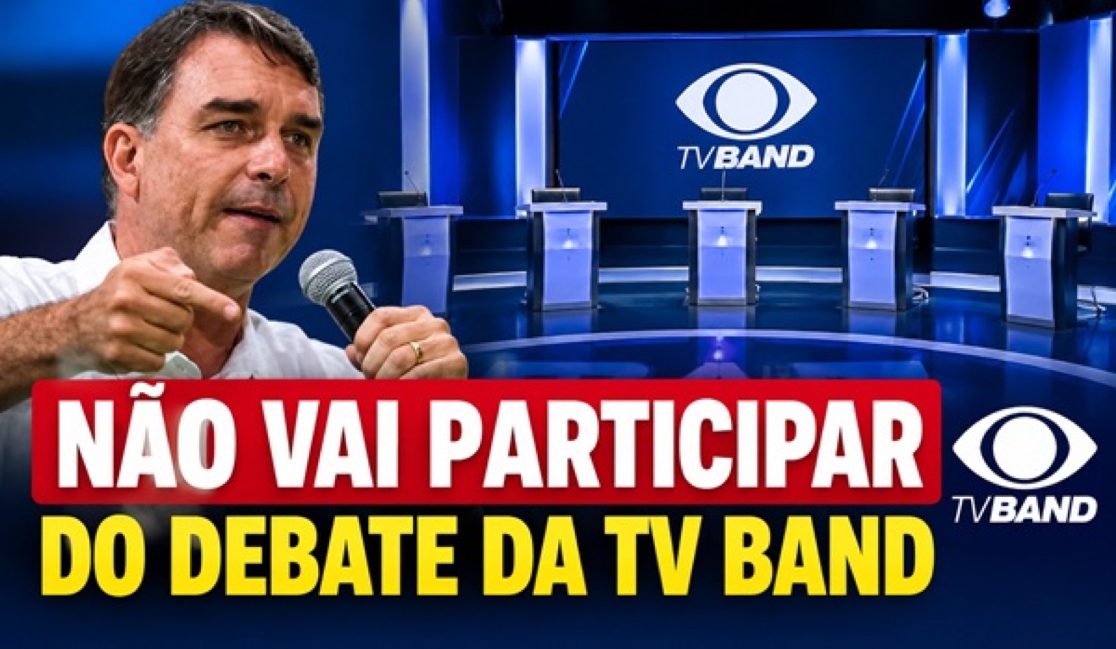 Flávio Bolsonaro confirma que não vai participar do debate da TV Band, marcado para o próximo domingo (18)